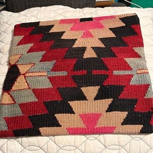 Southwestern Geometric Accent Pillow Cover in Red, Black, Tan, Pink